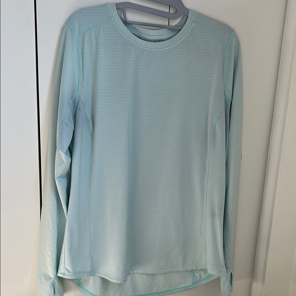 Light Green Striped Long Sleeve Top